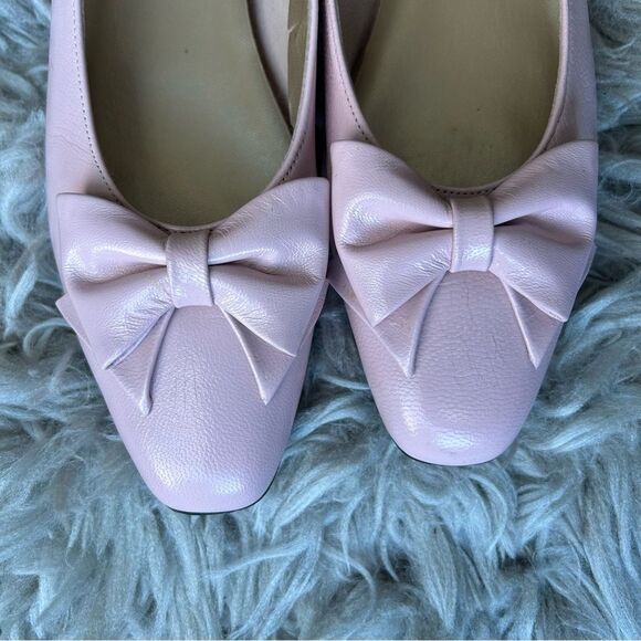 Magdesians vintage coquette pink bow leather ballet flats women’s shoe size 10 - Picture 5 of 10